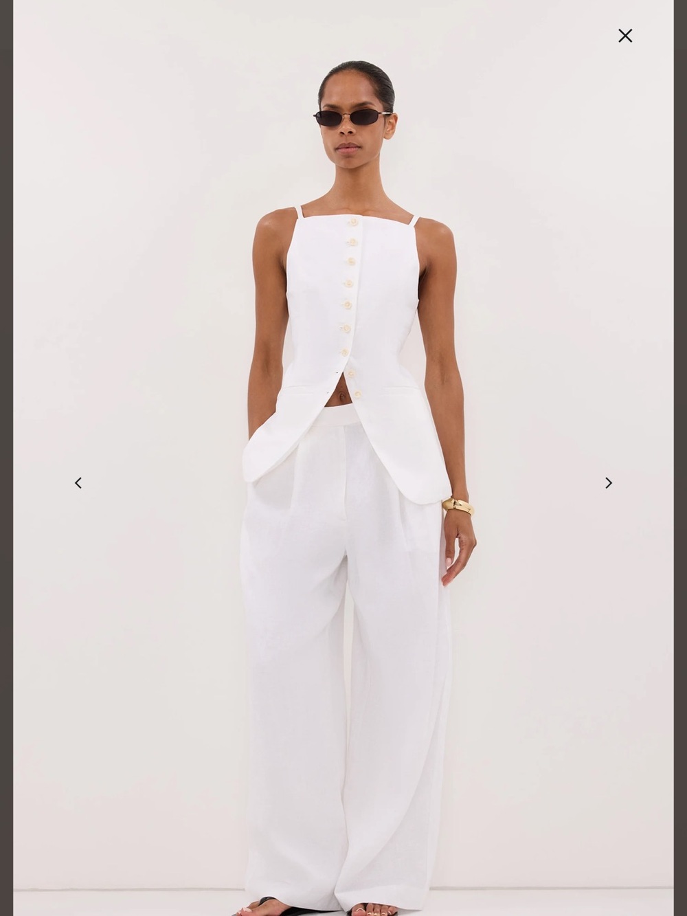 Viv White Sleeveless Linen Vest